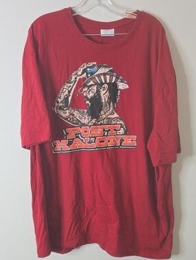 Post Maline Cowboy Red Graphic Tee - Iconic Artist Shirt